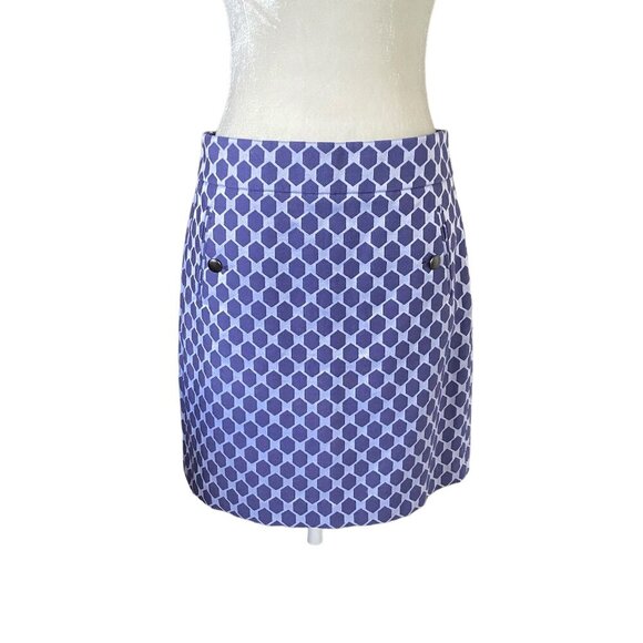 Loft size 2 women's purple and white fully lined A-line skirt with pockets - Picture 1 of 11